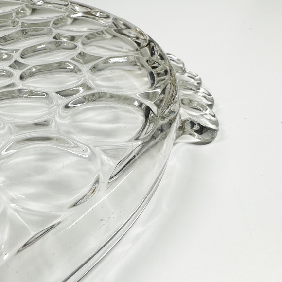 vintage Jeannette 12" Handled glass Tray Thumbprint gold trim platter glassware - Picture 10 of 11